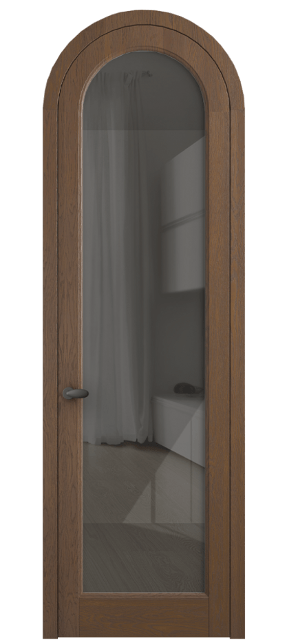Межкомнатная дверь Палаццо 6814 Дуб каштановый матовый Рефлективное серое стекло "Стопсол", калёное Цена 1620478 ₸ | Volhovec