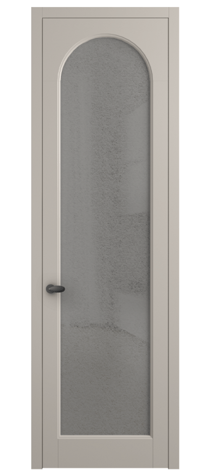 Межкомнатная дверь Палаццо 6804 Матовый светло-бежевый Фактурное серое стекло "Лёд", триплекс Цена 778899 ₸ | Volhovec