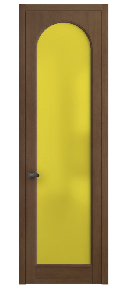 Межкомнатная дверь Palazzo 6804 Бук тёмный матовый Сатинированное жёлтое стекло, триплекс, 6мм Цена 712800 ₸ | Volhovec