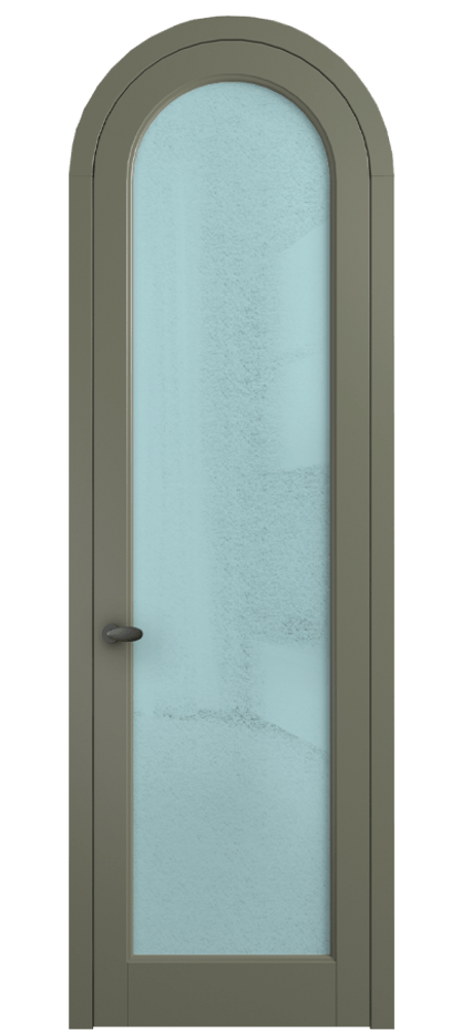 Межкомнатная дверь Палаццо 6814 Матовый оливковый тёмный Фактурное голубое стекло "Лёд", триплекс Цена 991562 ₸ | Volhovec