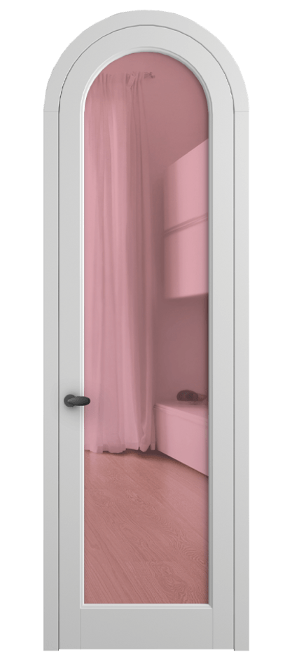 Межкомнатная дверь Palazzo 6814 Матовый белоснежный Прозрачное розовое стекло, триплекс, 6мм Цена 735000 ₸ | Volhovec