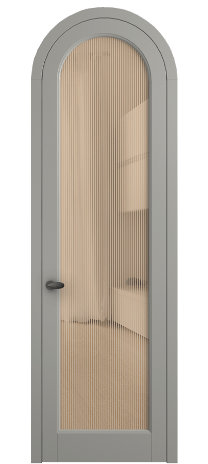 Межкомнатная дверь Palazzo 6814 Матовый нейтральный серый Рифлёное оранжевое стекло "Дюна", триплекс Цена 818400 ₸ | Volhovec