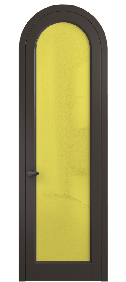 Межкомнатная дверь Палаццо 6814 Матовый антрацит Фактурное жёлтое стекло "Лёд", триплекс Цена 991562 ₸ | Volhovec