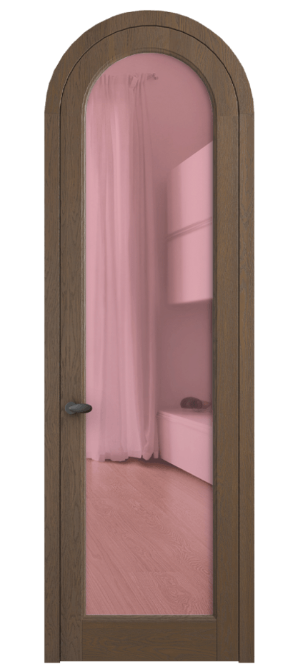 Межкомнатная дверь Palazzo 6814 Дуб туманный матовый Прозрачное розовое стекло, триплекс, 6мм Цена 1211400 ₸ | Volhovec
