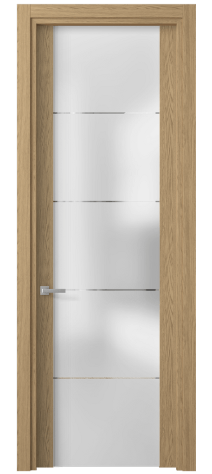Межкомнатная дверь Planum 4114 Жемчужный дуб Сатинированное стекло с гравировкой «КВАДРО», триплекс Цена 203670 ₸ | Volhovec