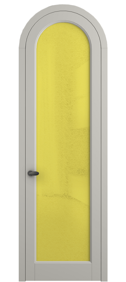 Межкомнатная дверь Палаццо 6814 Матовый тёплый серый Фактурное жёлтое стекло "Лёд", триплекс Цена 991562 ₸ | Volhovec