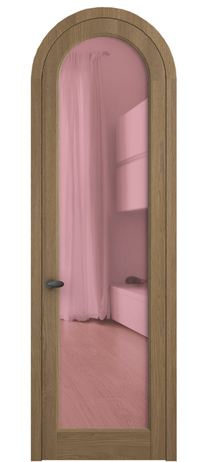 Межкомнатная дверь Palazzo 6814 Дуб мускатный матовый Прозрачное розовое стекло, триплекс, 6мм Цена 1211400 ₸ | Volhovec