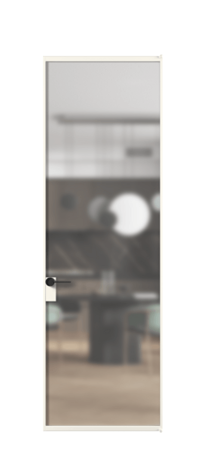 Алюминиевая дверь АЛПЛ040.01 Алюминий пудровый белый Сатинированное стекло "Matelux Crystal Vision", калёное, матовое, каленое 6 мм Цена 873540  | Volhovec