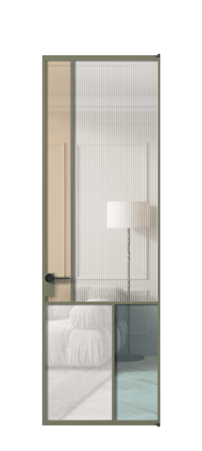 Межкомнатная дверь Mosaic АЛПЛ041.20 Алюминий оливковый тёмный Комбинация стекол Группы 1 и Группы 3 Цена 1072470 ₸ | Volhovec