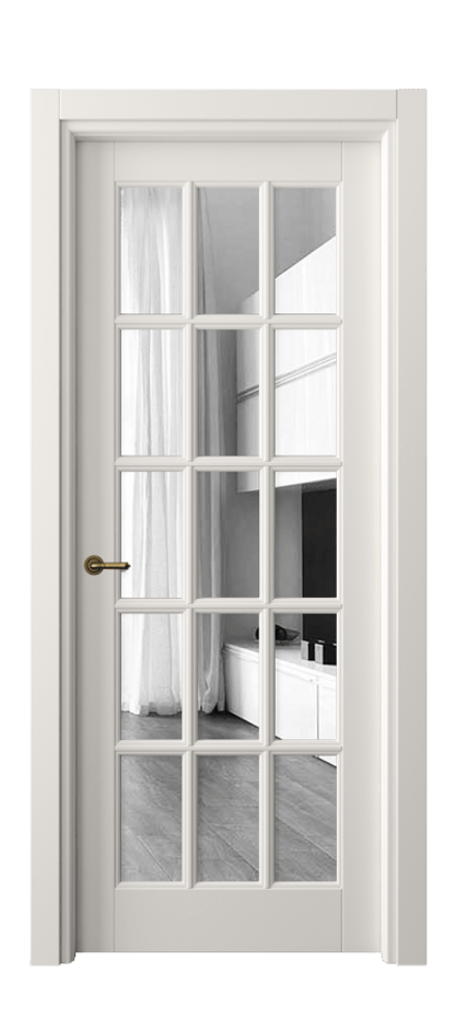 Межкомнатная дверь Тоскана Грильято 6311 Матовый пудровый белый Двустороннее зеркало, триплекс Цена 868636 ₸ | Volhovec