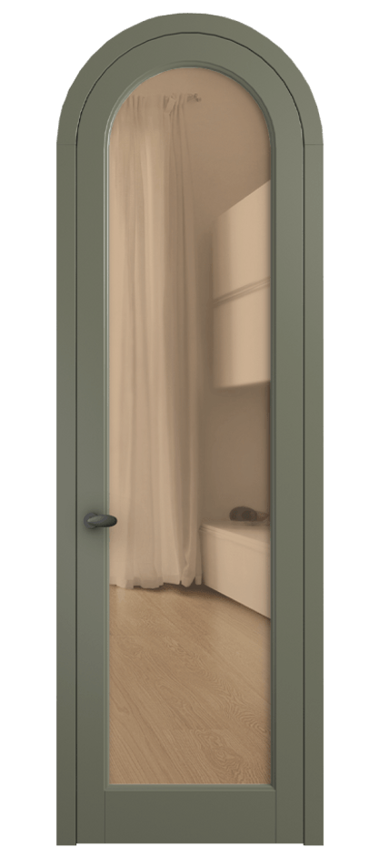 Межкомнатная дверь Palazzo 6814 Матовый оливковый тёмный Прозрачное оранжевое стекло, триплекс Цена 781000 ₸ | Volhovec