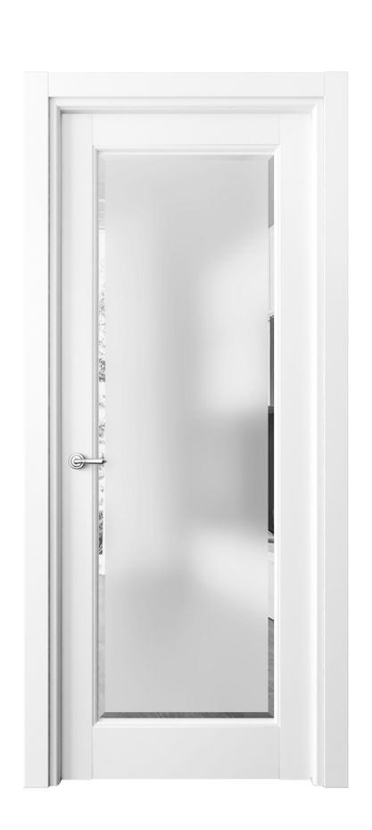 Межкомнатная дверь Тоскана Ромбо 6300 Матовый белоснежный Сатинированное стекло с фацетом Цена 712900 ₸ | Volhovec