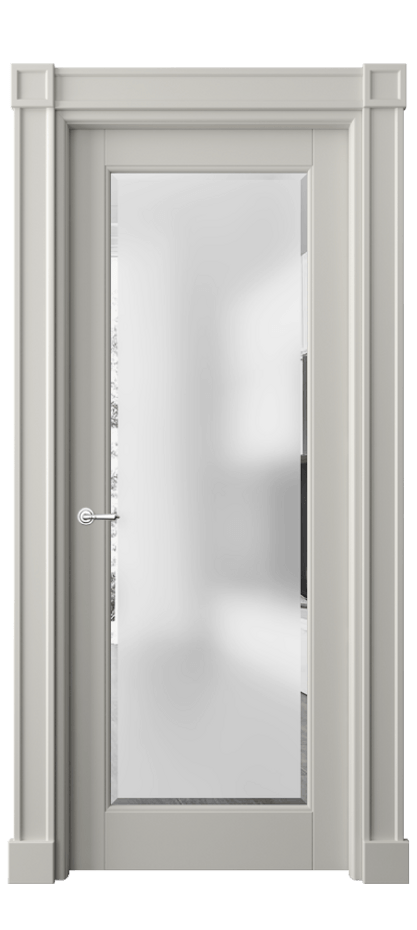 Дверь межкомнатная Тоскана Плано 6300 Матовый тёплый серый Сатинированное стекло с фацетом Гладкие пилястры с квадратными розетками МТСР Цена 980071 ₸ Наличники уже входят в базовый комплект. Фабрика дверей Волховец 8 (800) 551 43 19 Межкомнатная дверь Тоскана Плано 6300 Матовый тёплый серый Сатинированное стекло с фацетом Цена 980071 ₸ | Volhovec