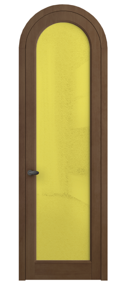 Межкомнатная дверь Palazzo 6814 Бук тёмный матовый Фактурное жёлтое стекло "Лёд", триплекс Цена 1109100 ₸ | Volhovec