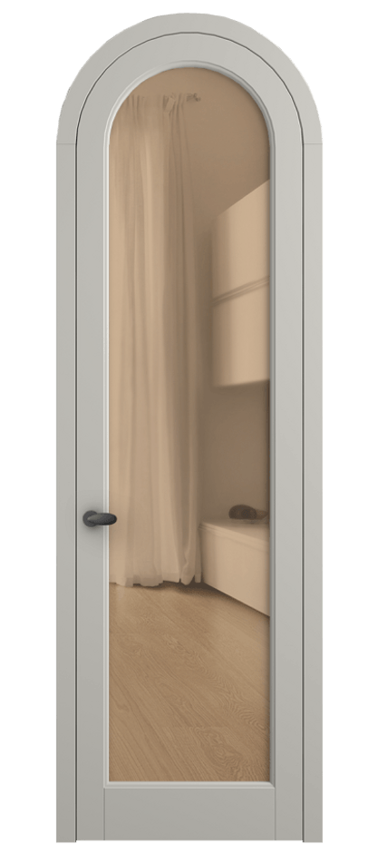 Межкомнатная дверь Палаццо 6814 Матовый тёплый серый Прозрачное оранжевое стекло, триплекс Цена 946202 ₸ | Volhovec