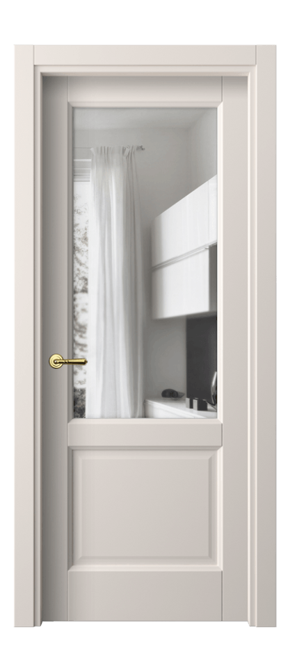 Межкомнатная дверь Галант 1422 ПЭТ тёплый-белый Прозрачное стекло Цена 254764 ₸ | Volhovec