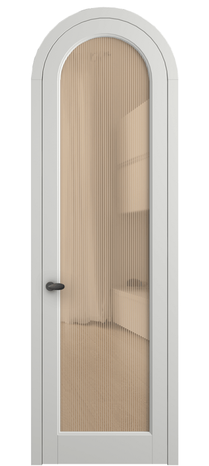 Межкомнатная дверь Палаццо 6814 Матовый светло-серый Рифлёное оранжевое стекло "Дюна", триплекс Цена 991562 ₸ | Volhovec