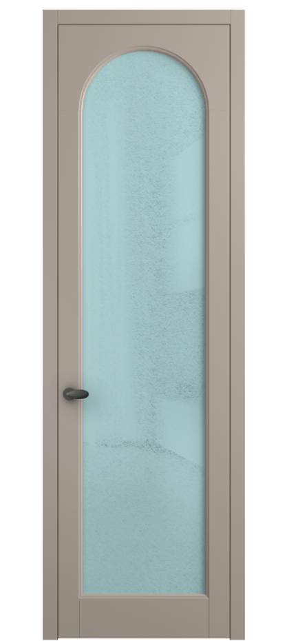 Межкомнатная дверь Палаццо 6804 Матовый бисквитный Фактурное голубое стекло "Лёд", триплекс Цена 778899 ₸ | Volhovec