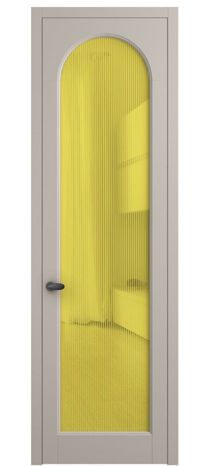 Межкомнатная дверь Palazzo 6804 Матовый светло-бежевый Рифлёное желтое стекло "Дюна", триплекс Цена 642900 ₸ | Volhovec
