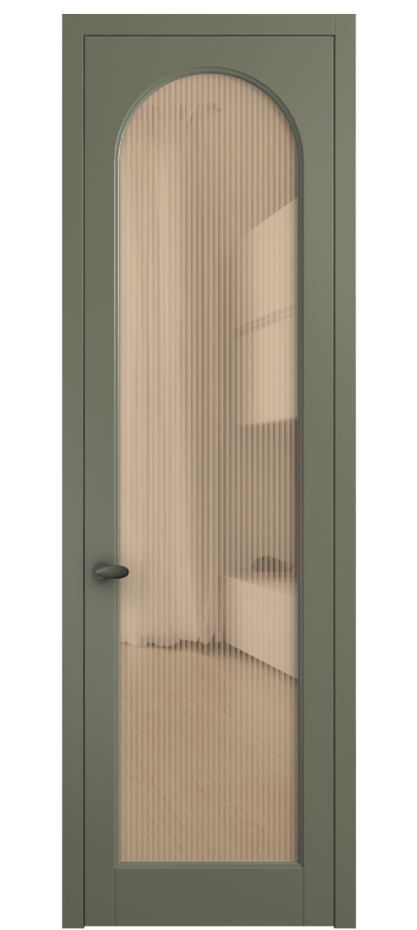 Межкомнатная дверь Палаццо 6804 Матовый оливковый тёмный Рифлёное оранжевое стекло "Moru", триплекс Цена 794019 ₸ | Volhovec