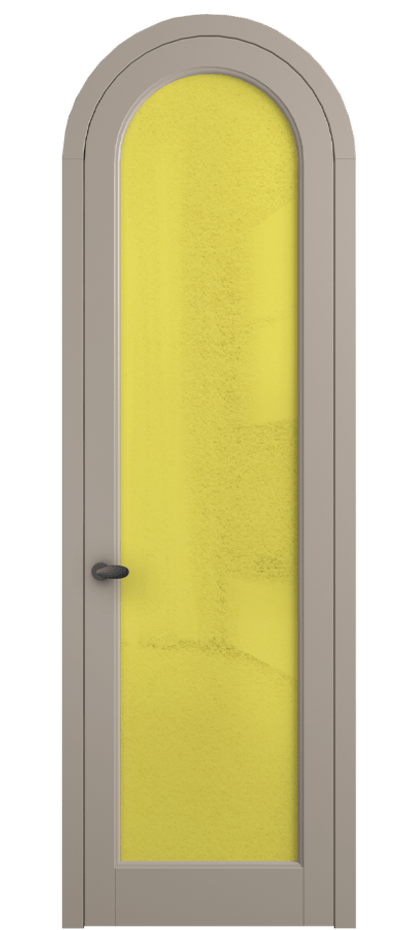 Межкомнатная дверь Палаццо 6814 Матовый бисквитный Фактурное жёлтое стекло "Лёд", триплекс Цена 991562 ₸ | Volhovec