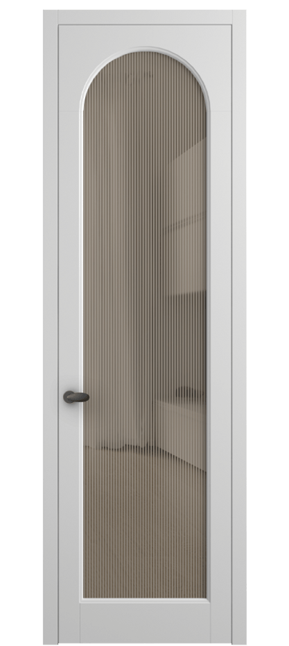 Межкомнатная дверь Palazzo 6804 Матовый белоснежный Рифлёное бронзовое стекло "Дюна", триплекс Цена 642900 ₸ | Volhovec