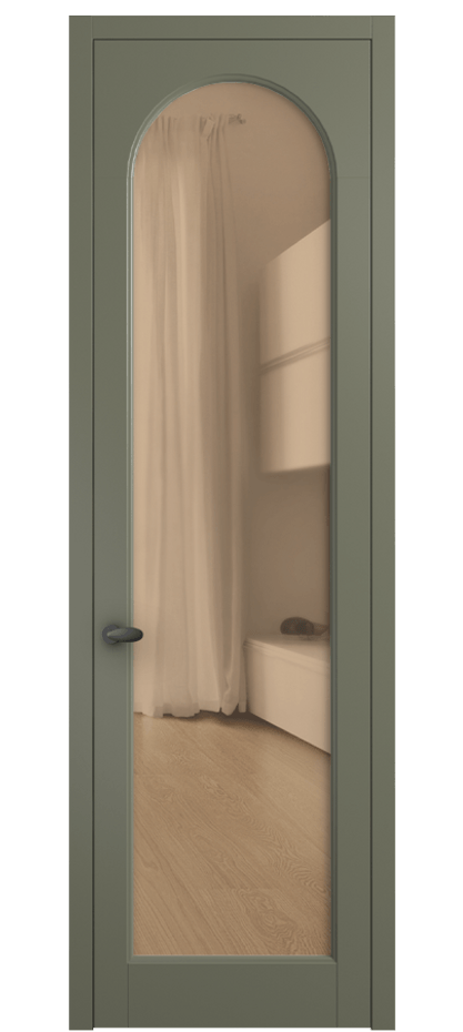 Межкомнатная дверь Palazzo 6804 Матовый оливковый тёмный Прозрачное оранжевое стекло, триплекс Цена 605500 ₸ | Volhovec