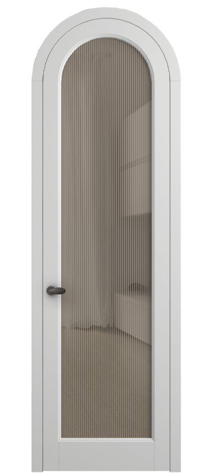 Межкомнатная дверь Палаццо 6814 Матовый белоснежный Рифлёное бронзовое стекло "Дюна", триплекс Цена 991562 ₸ | Volhovec