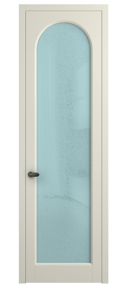 Межкомнатная дверь Палаццо 6804 Матовый молочно-белый Фактурное голубое стекло "Лёд", триплекс Цена 778899 ₸ | Volhovec