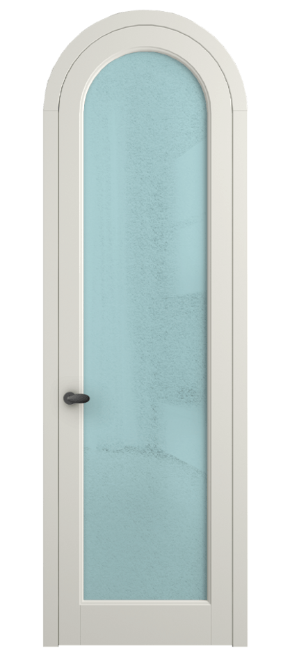 Межкомнатная дверь Палаццо 6814 Матовый жемчужный Фактурное голубое стекло "Лёд", триплекс Цена 1014998 ₸ | Volhovec