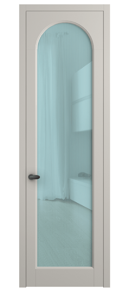 Межкомнатная дверь Палаццо 6804 Матовый облачно-серый Рифлёное голубое стекло "Дюна", триплекс Цена 778899 ₸ | Volhovec