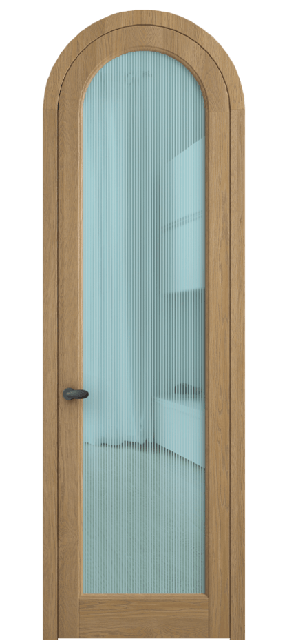 Межкомнатная дверь Палаццо 6814 Дуб пшеничный матовый Рифлёное голубое стекло "Дюна", триплекс Цена 1605358 ₸ | Volhovec