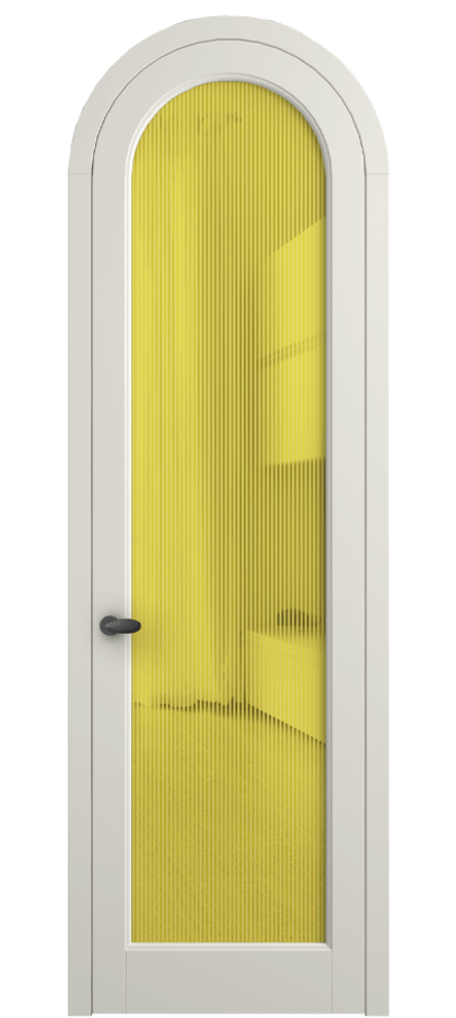 Межкомнатная дверь Палаццо 6814 Матовый жемчужный Рифлёное желтое стекло "Дюна", триплекс Цена 991562 ₸ | Volhovec