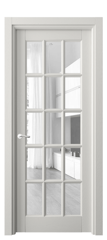 Межкомнатная дверь Лигнум 0708 Дуб серая эмаль Прозрачное стекло Цена 1180864 ₸ | Volhovec