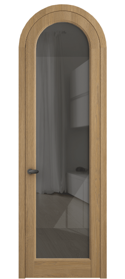 Межкомнатная дверь Палаццо 6814 Дуб пшеничный матовый Рефлективное серое стекло "Стопсол", калёное Цена 1620478 ₸ | Volhovec