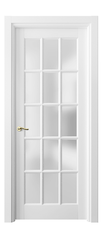 Межкомнатная дверь Лигнум 0708 Матовый белоснежный Сатинированное стекло Цена 871660 ₸ | Volhovec