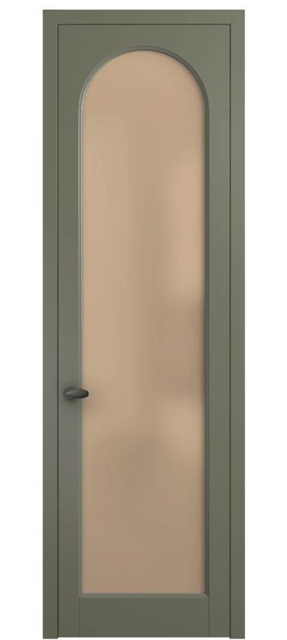 Межкомнатная дверь Palazzo 6804 Матовый оливковый тёмный Сатинированное оранжевое стекло, триплекс Цена 605500 ₸ | Volhovec