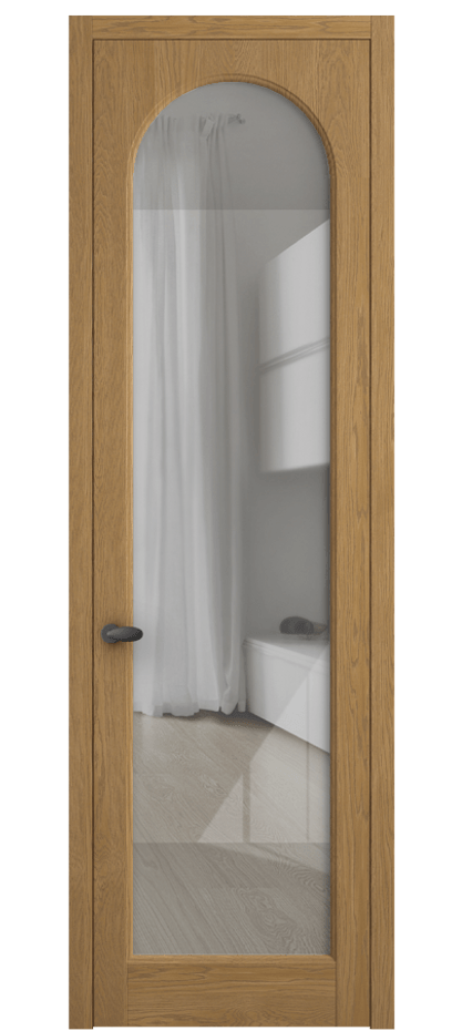 Межкомнатная дверь Палаццо 6804 Дуб солнечный матовый Рефлективное прозрачное стекло "Стопсол", калёное Цена 1181091 ₸ | Volhovec