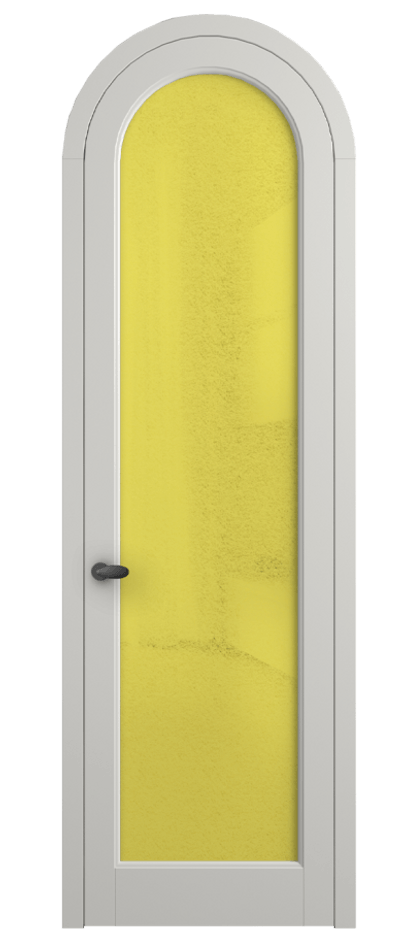 Межкомнатная дверь Палаццо 6814 Матовый серый Фактурное жёлтое стекло "Лёд", триплекс Цена 991562 ₸ | Volhovec