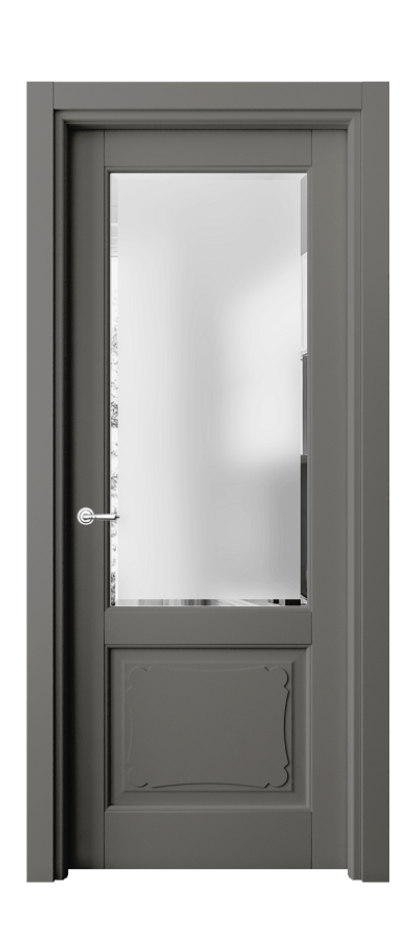 Межкомнатная дверь Тоскана Элегантэ 6322 Матовый классический серый Сатинированное стекло с фацетом Цена 734068 ₸ | Volhovec
