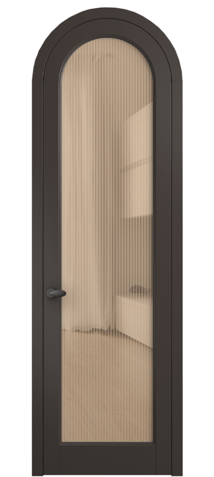 Межкомнатная дверь Палаццо 6814 Матовый антрацит Рифлёное оранжевое стекло "Moru", триплекс Цена 1006682 ₸ | Volhovec