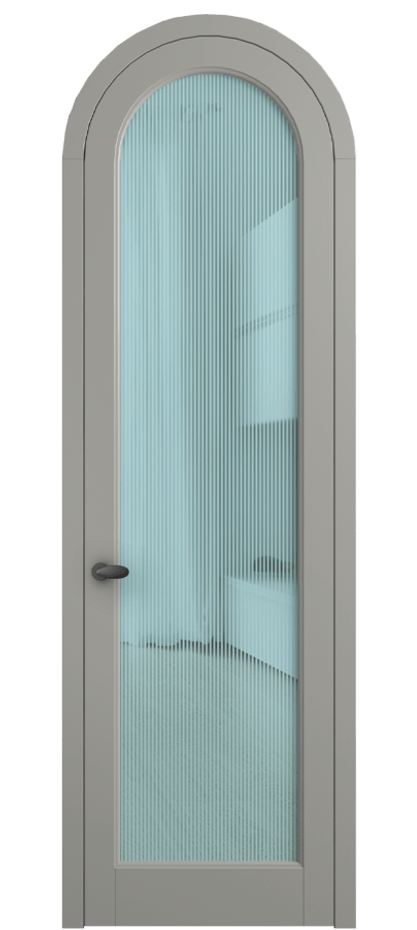 Межкомнатная дверь Palazzo 6814 Матовый нейтральный серый Рифлёное голубое стекло "Дюна", триплекс Цена 818400 ₸ | Volhovec