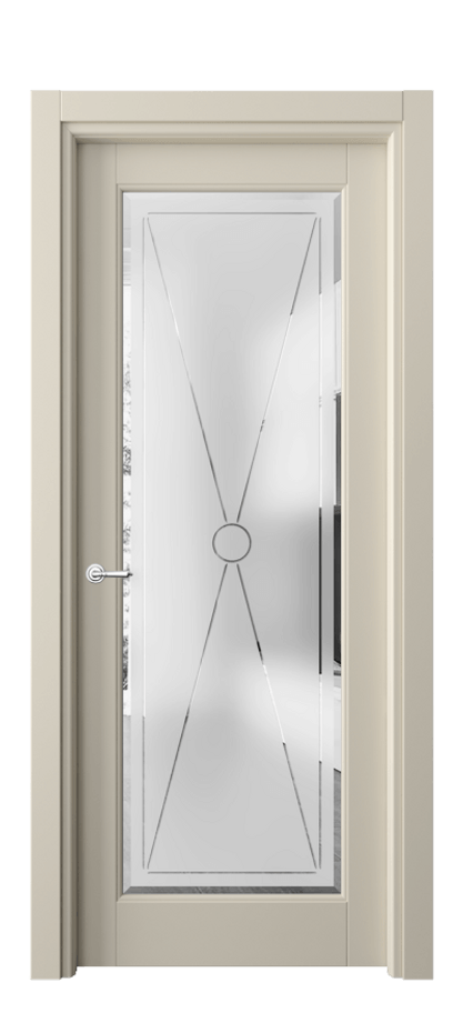 Межкомнатная дверь Тоскана Литера 6300 Матовый бежево-серый Сатинированное стекло с гравировкой «LITERA» Цена 712900 ₸ | Volhovec