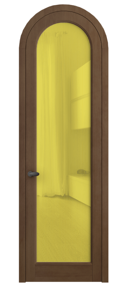 Межкомнатная дверь Палаццо 6814 Бук тёмный матовый Рифлёное желтое стекло "Дюна", триплекс Цена 1325563 ₸ | Volhovec