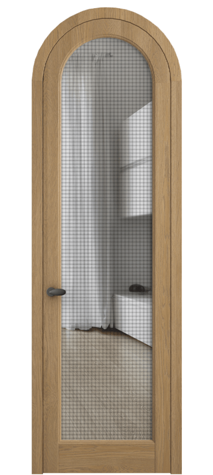 Межкомнатная дверь Palazzo 6814 Дуб пшеничный матовый Декоративное стекло с сеткой "Mesh silver", триплекс Цена 1337500 ₸ | Volhovec