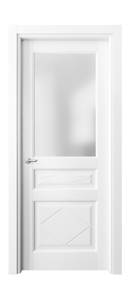 Межкомнатная дверь Тоскана Ромбо 6344 Матовый белоснежный Сатинированное стекло Цена 747676 ₸ | Volhovec