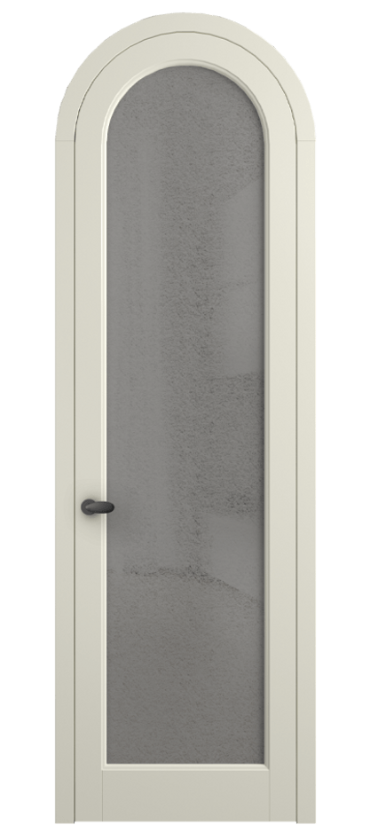 Межкомнатная дверь Палаццо 6814 Матовый молочно-белый Фактурное серое стекло "Лёд", триплекс Цена 991562 ₸ | Volhovec