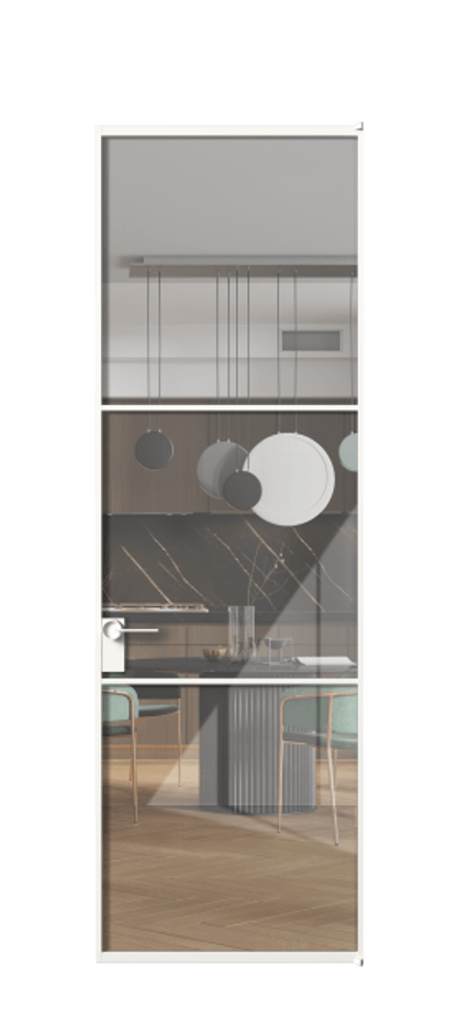 Алюминиевая дверь АЛПЛ040.03 Алюминий Белый Рефлективное прозрачное стекло "Stopsol", калёное Цена 917090  | Volhovec