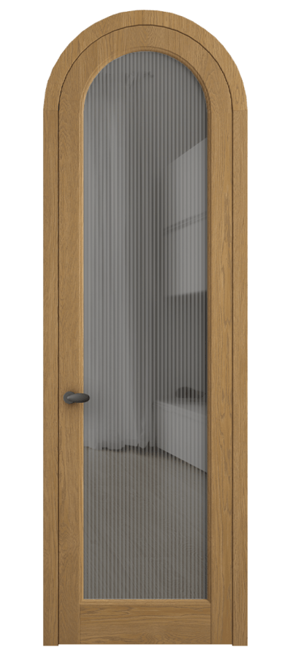 Межкомнатная дверь Палаццо 6814 Дуб солнечный матовый Рифлёное серое стекло "Мору", триплекс Цена 1620478 ₸ | Volhovec