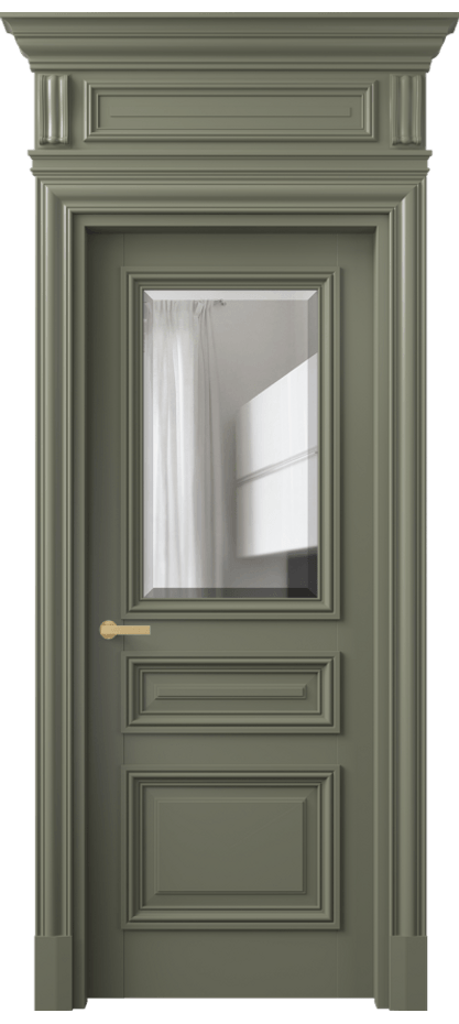 Межкомнатная дверь Антик 7304 Матовый оливковый тёмный Прозрачное стекло с фацетом Цена 1227056 ₸ | Volhovec